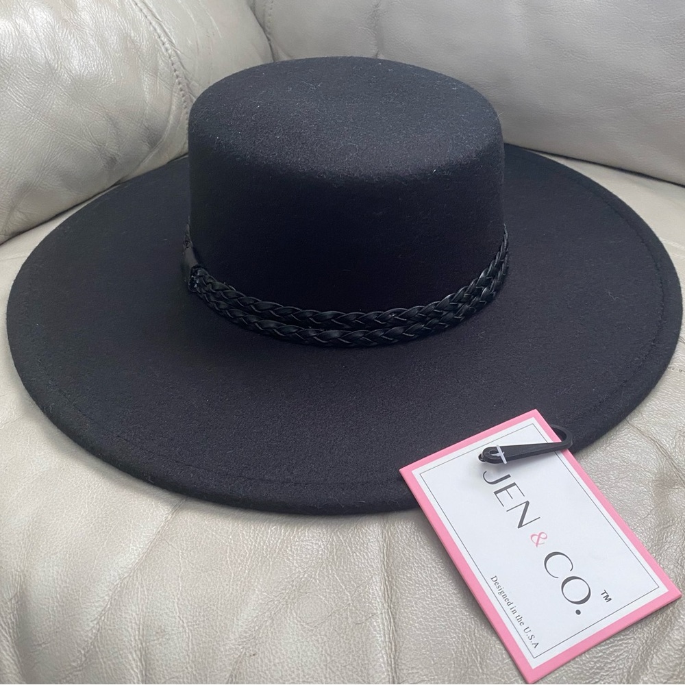 Black Jen & Co Wide Brim Hat
